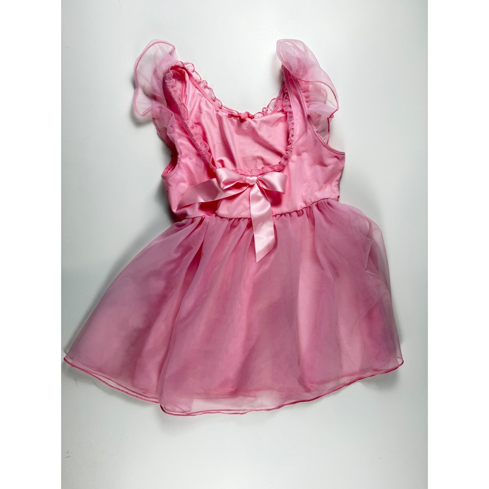 Sugar Thrillz Pink Organza‎ Babydoll Mini Dress Ruffle Bow Womens Size Medium